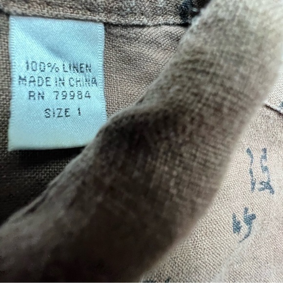 Linen Japanese Kanji Allover Print Boxy Luxury Streetwear Long Sleeve Shirt - Picture 10 of 11